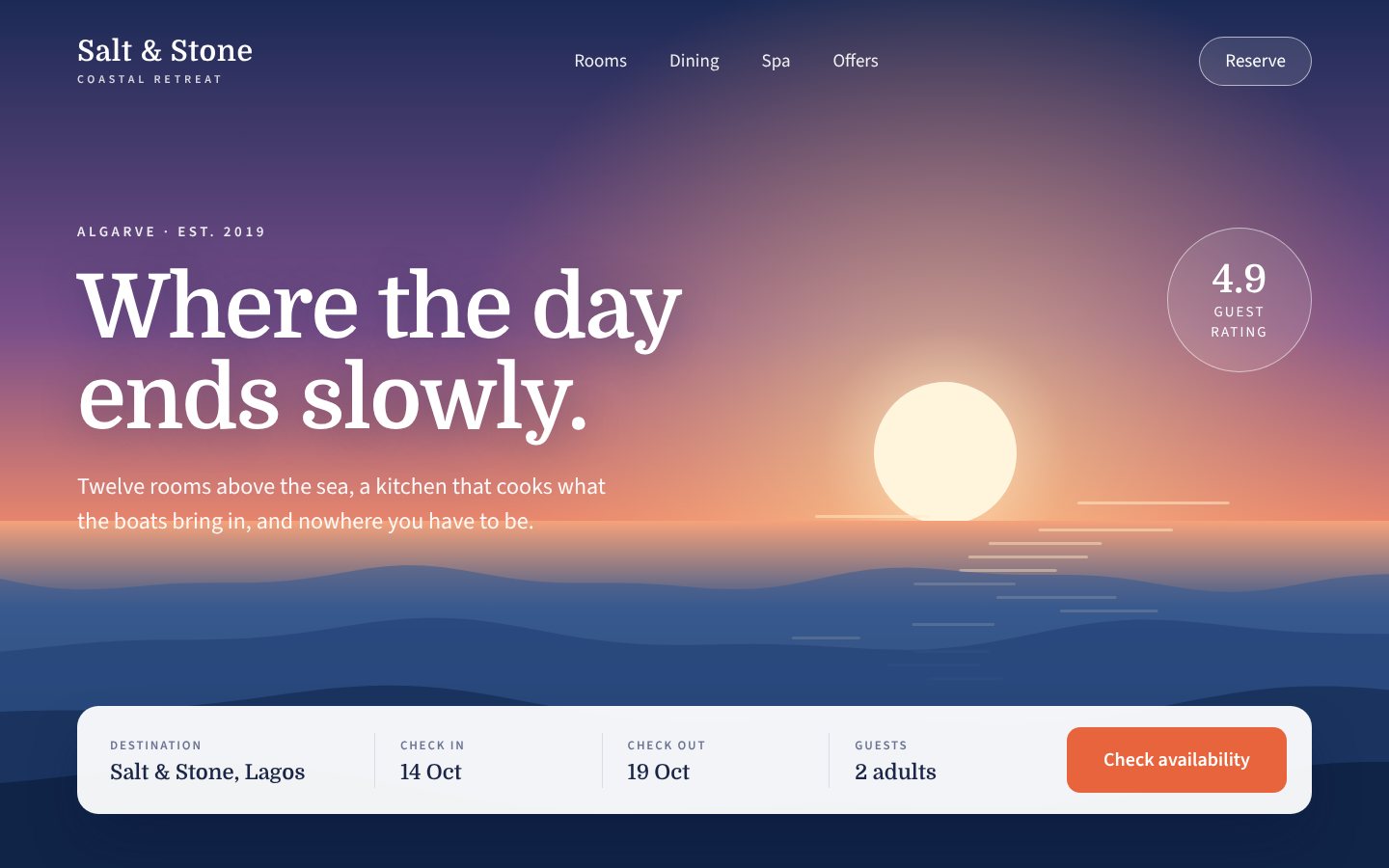 Example of a finished website, shown on a laptop