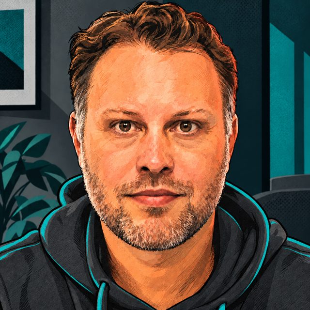 Photo: an illustrated portrait of Ivo.
